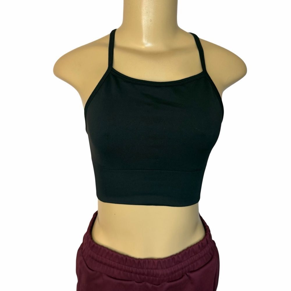 LULULEMON Ebb To Street Black Longline High Neck sports Bra adjustable straps 4